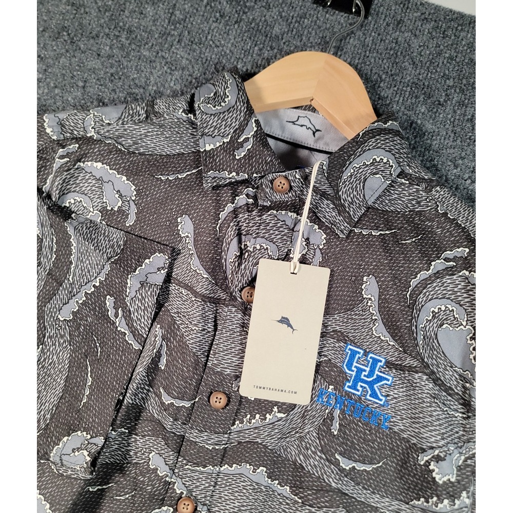 Tommy Bahama University of Kentucky Wildcats Polo Shirt Mens Small Gray Wave NWT